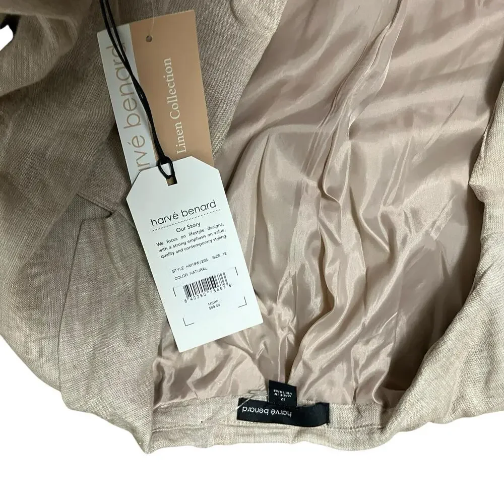 Harve Benard Blazer WMNS 12‎ Beige Linen Blend Open 3/4